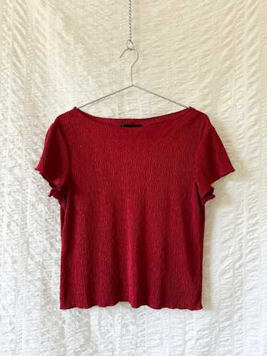 90s wine red textured top