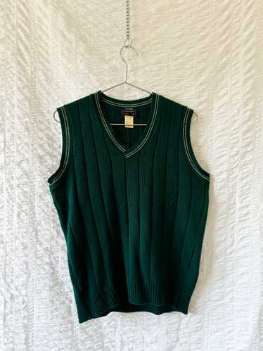 70s forest green knit vest - image 1