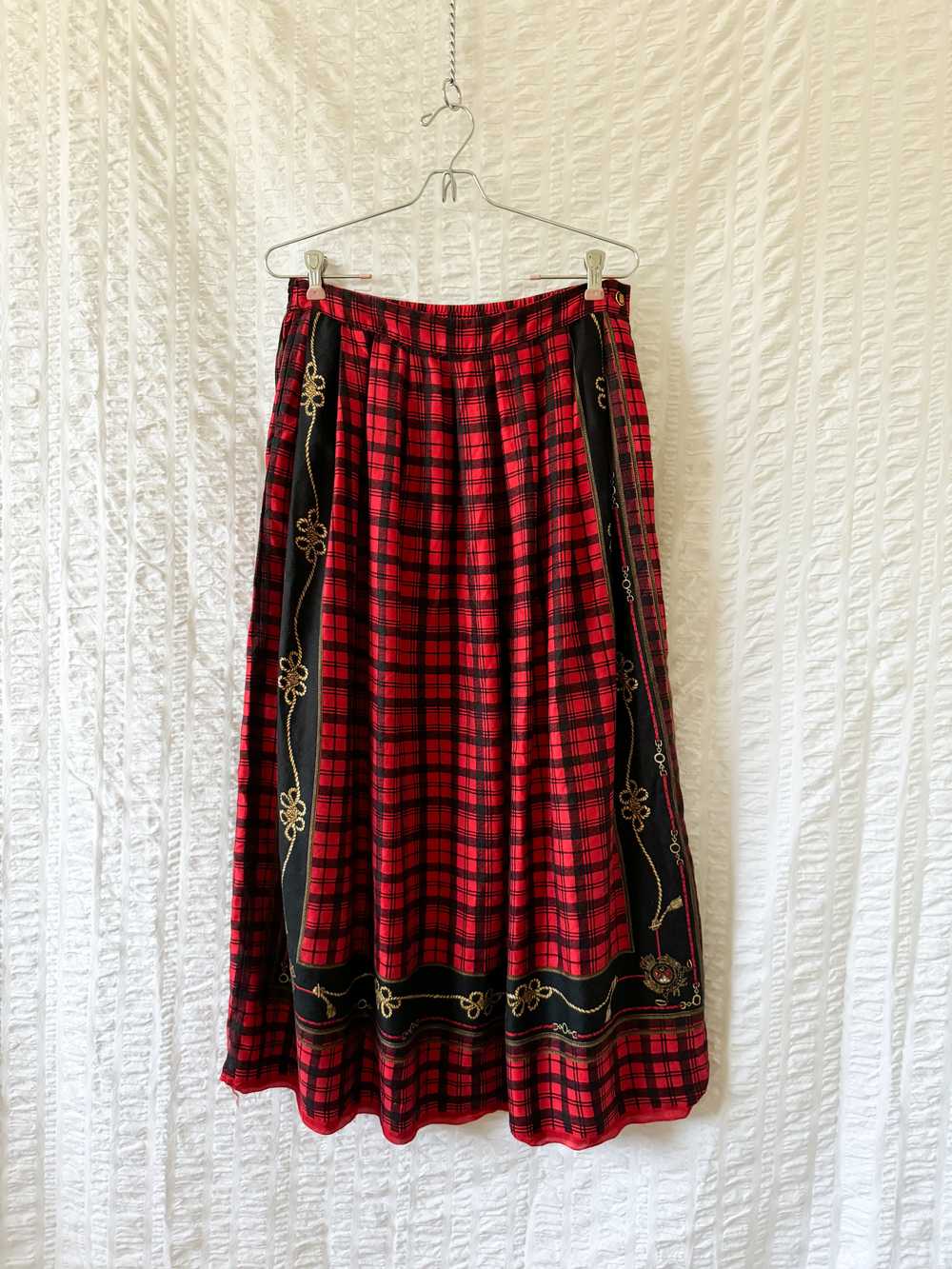 80s red plaid skirt - image 1