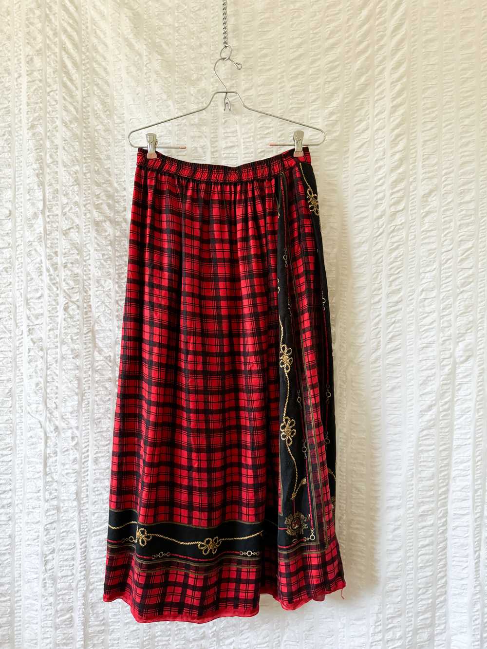 80s red plaid skirt - image 3