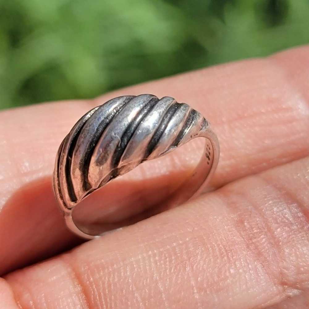 Stunning vintage 925 sterling silver ribbed dome … - image 10