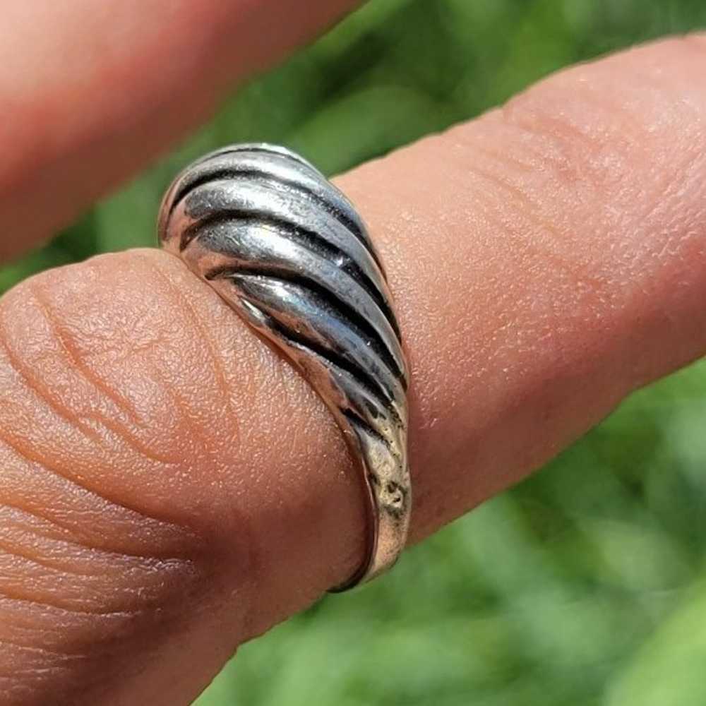 Stunning vintage 925 sterling silver ribbed dome … - image 12