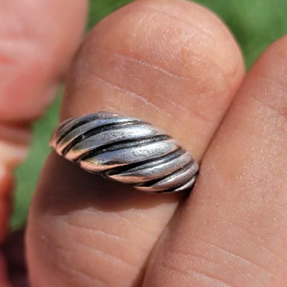 Stunning vintage 925 sterling silver ribbed dome … - image 1