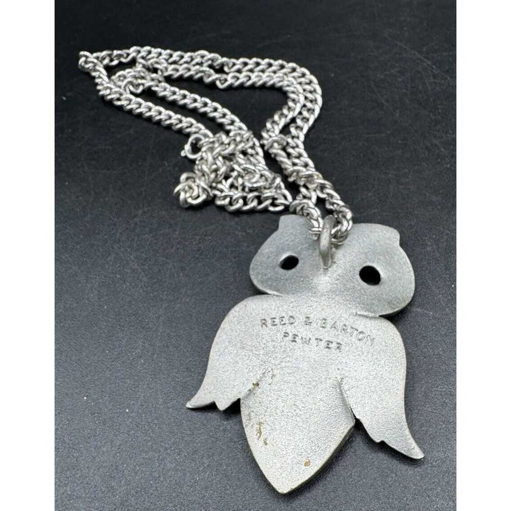 Pewter Owl Pendant Necklace Vintage Jewelry Silve… - image 7