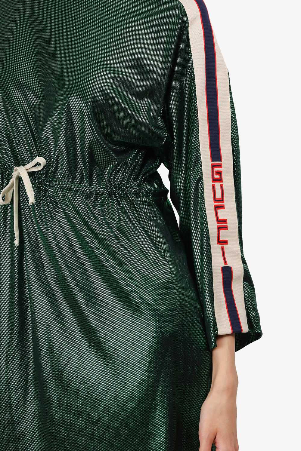 Gucci Green Metallic Sport Gucci Logo Drawstring … - image 2