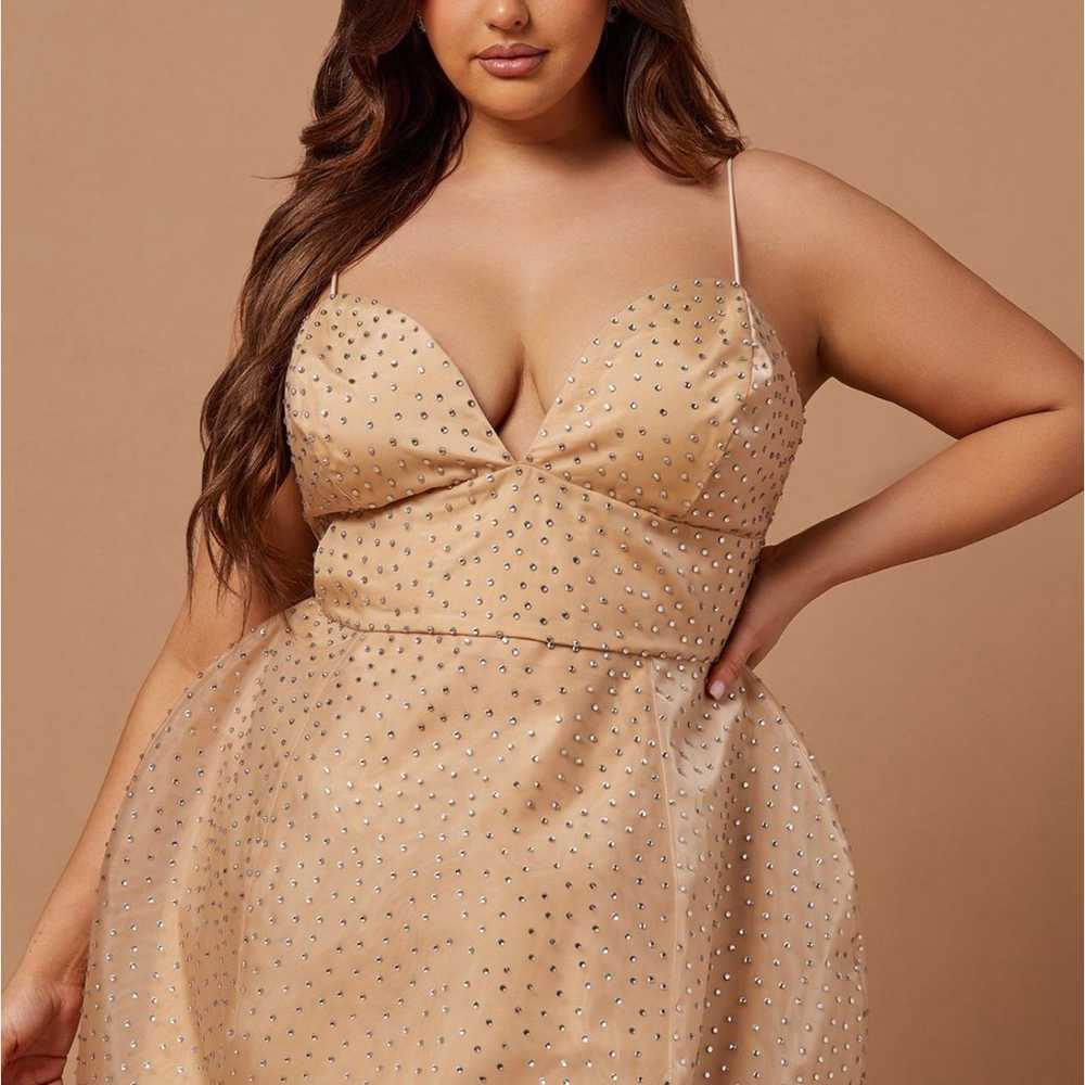 Plus size rhinestone nude dress 2x - image 2