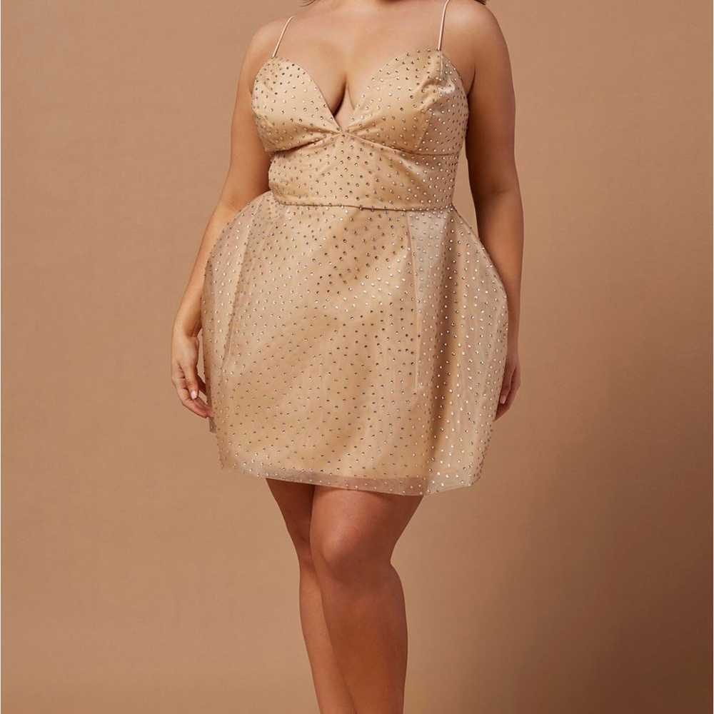 Plus size rhinestone nude dress 2x - image 3