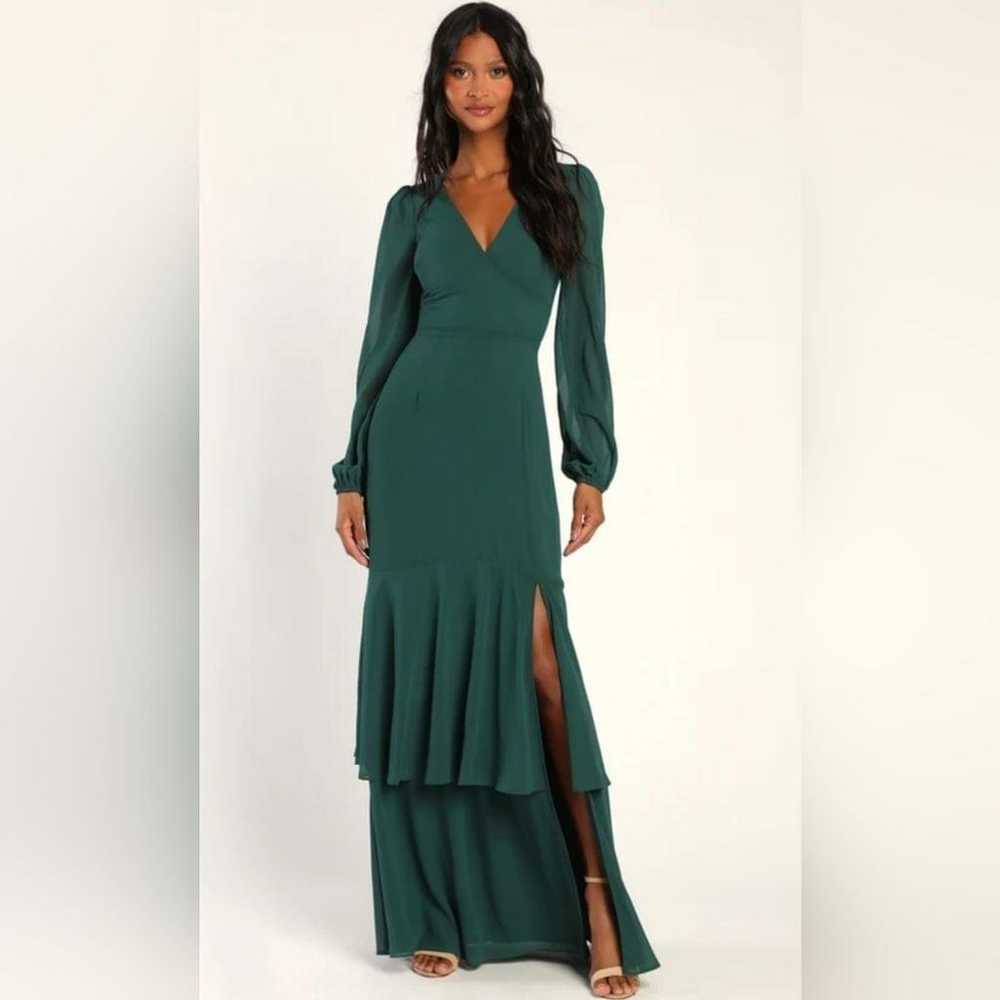 NWOT Lulu's Hunter Green Long Sleeve Tiered Maxi … - image 1