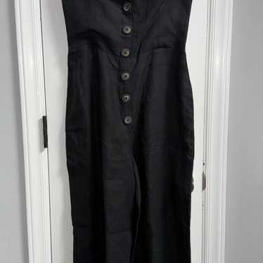 REFORMATION Womens’ Black 100% Linen Jumpsuit Rom… - image 1