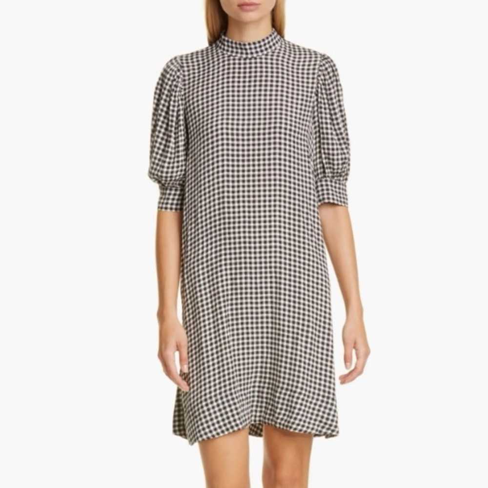 Ganni Gingham Print Crepe Dress - image 1