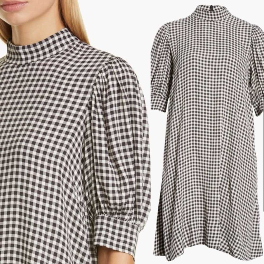 Ganni Gingham Print Crepe Dress - image 4