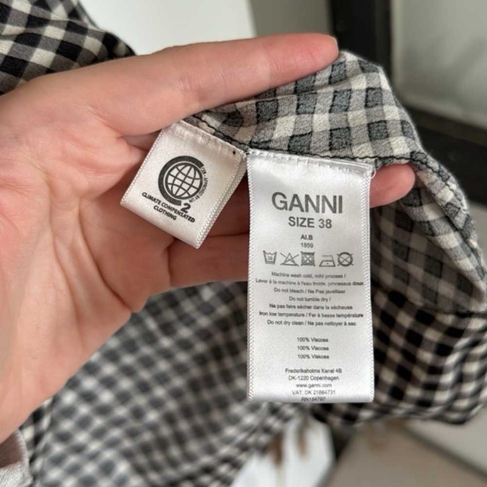 Ganni Gingham Print Crepe Dress - image 8