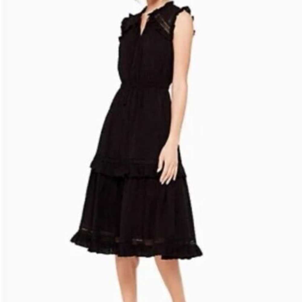 Kate Spade Swiss Dot Black Sleeveless Ruffle Midi… - image 3