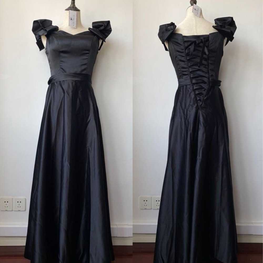 Black dress off-shoulder with ribbon, size S. - image 2