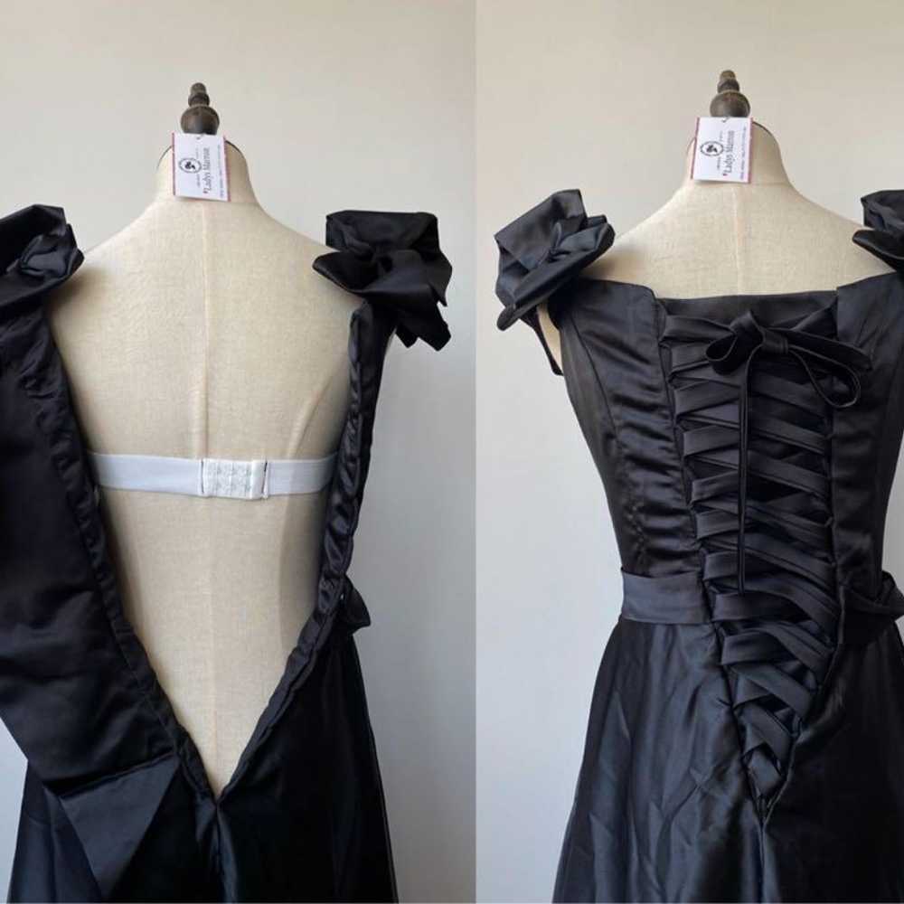 Black dress off-shoulder with ribbon, size S. - image 3