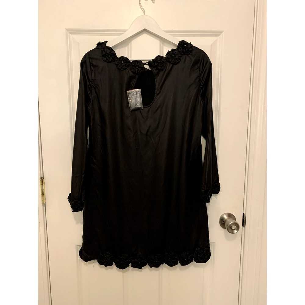 NWT French Connection 100% Silk Black Shift Dress… - image 8