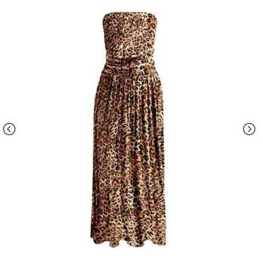 Lascana Leopard Print Bandeau Maxi Dress Sundress 