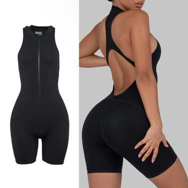 Davis Active Zip Romper - Black