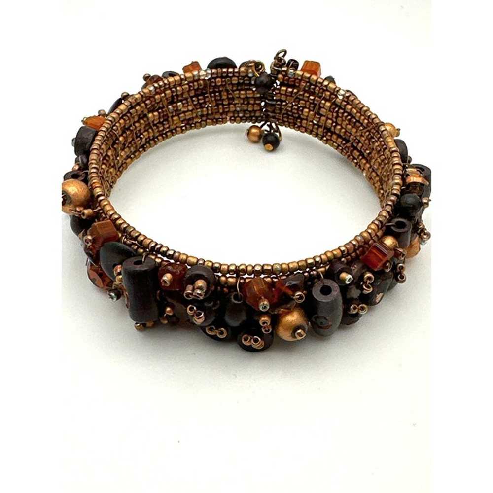 Handmade Boho Multi Bead Wood & Acrylic Cuff Bang… - image 9