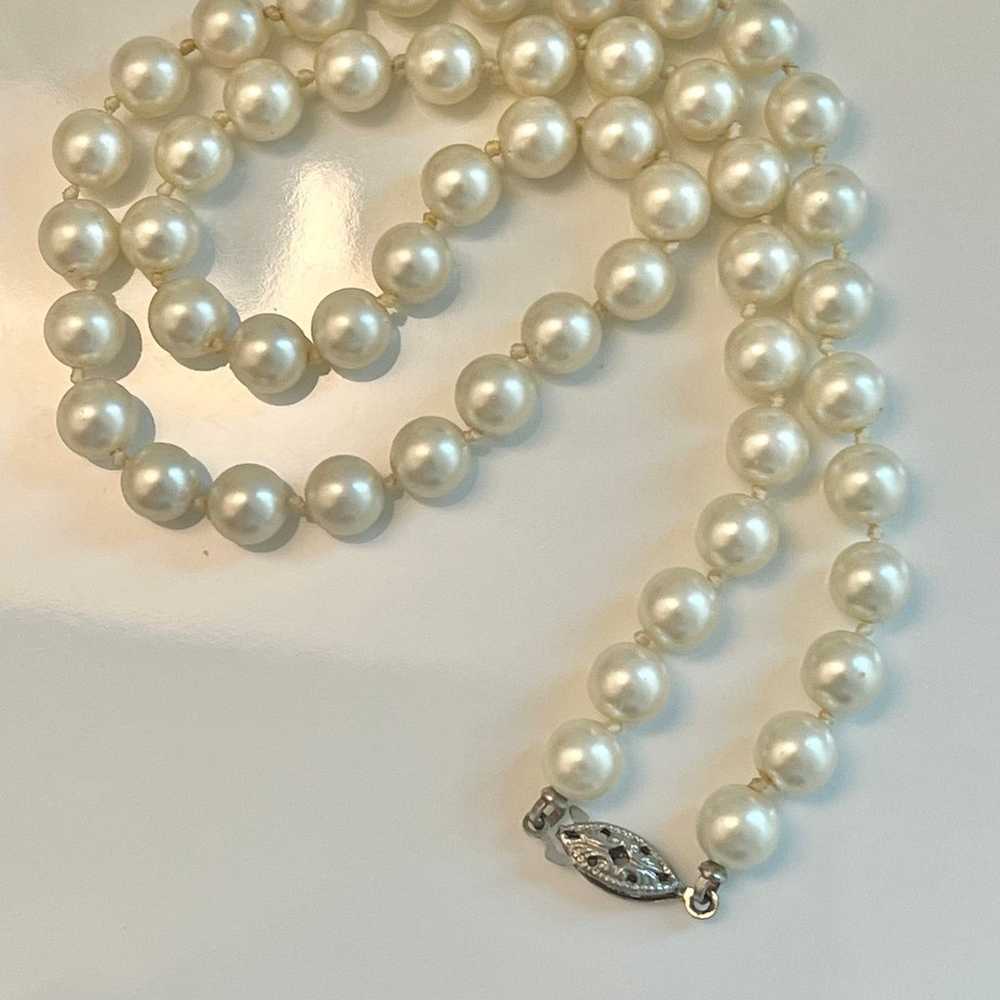 Macy’s Vintage hand knotted glass pearl necklace - image 3