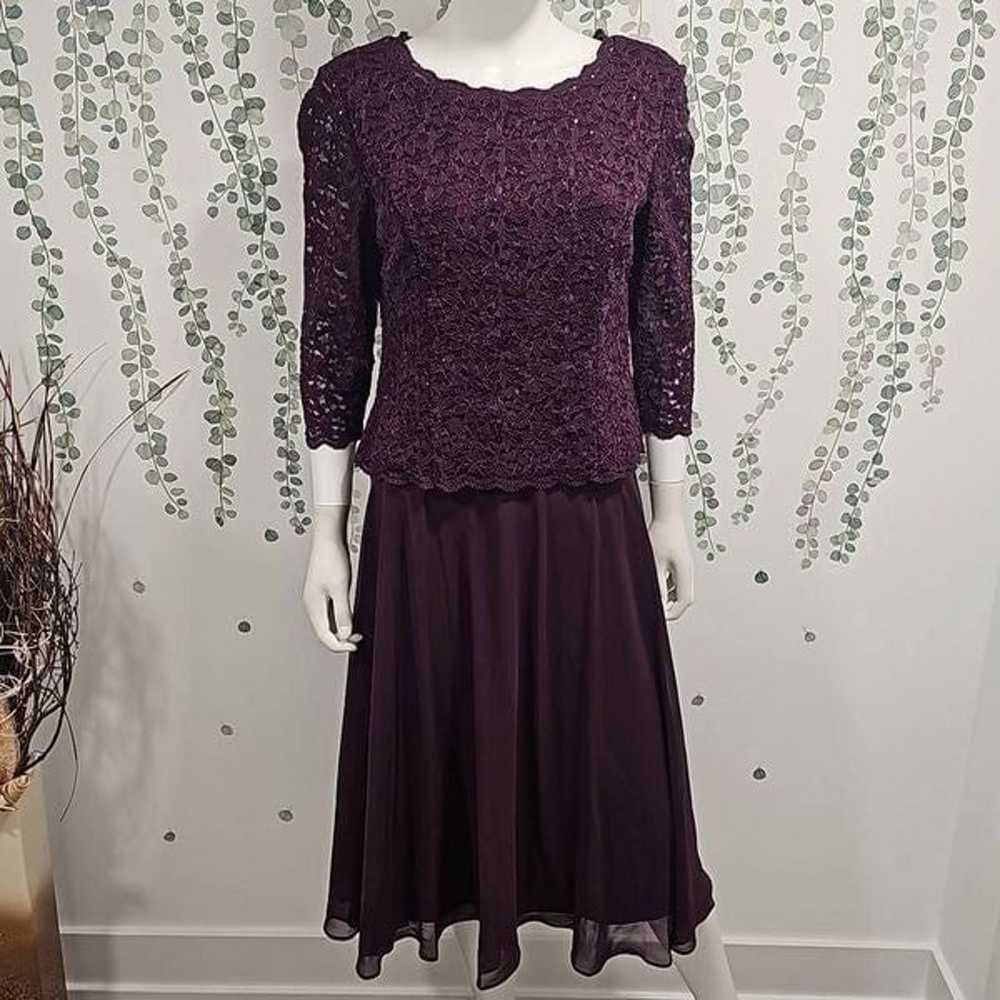 NWOT Alex Evenings Tea-Length Dress with Sequin L… - image 3