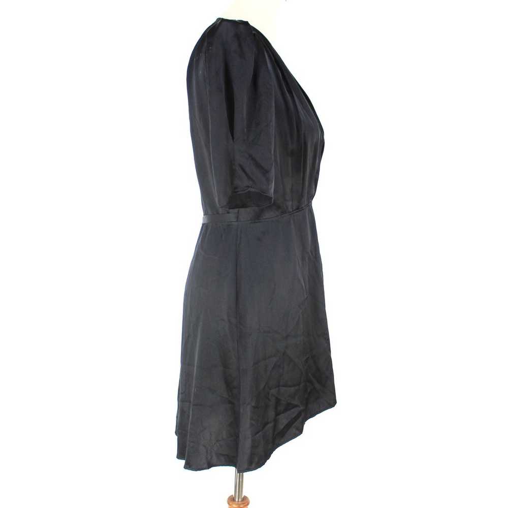 Reformation Luxe Silk Wrap Black Dress Pleated Sh… - image 3