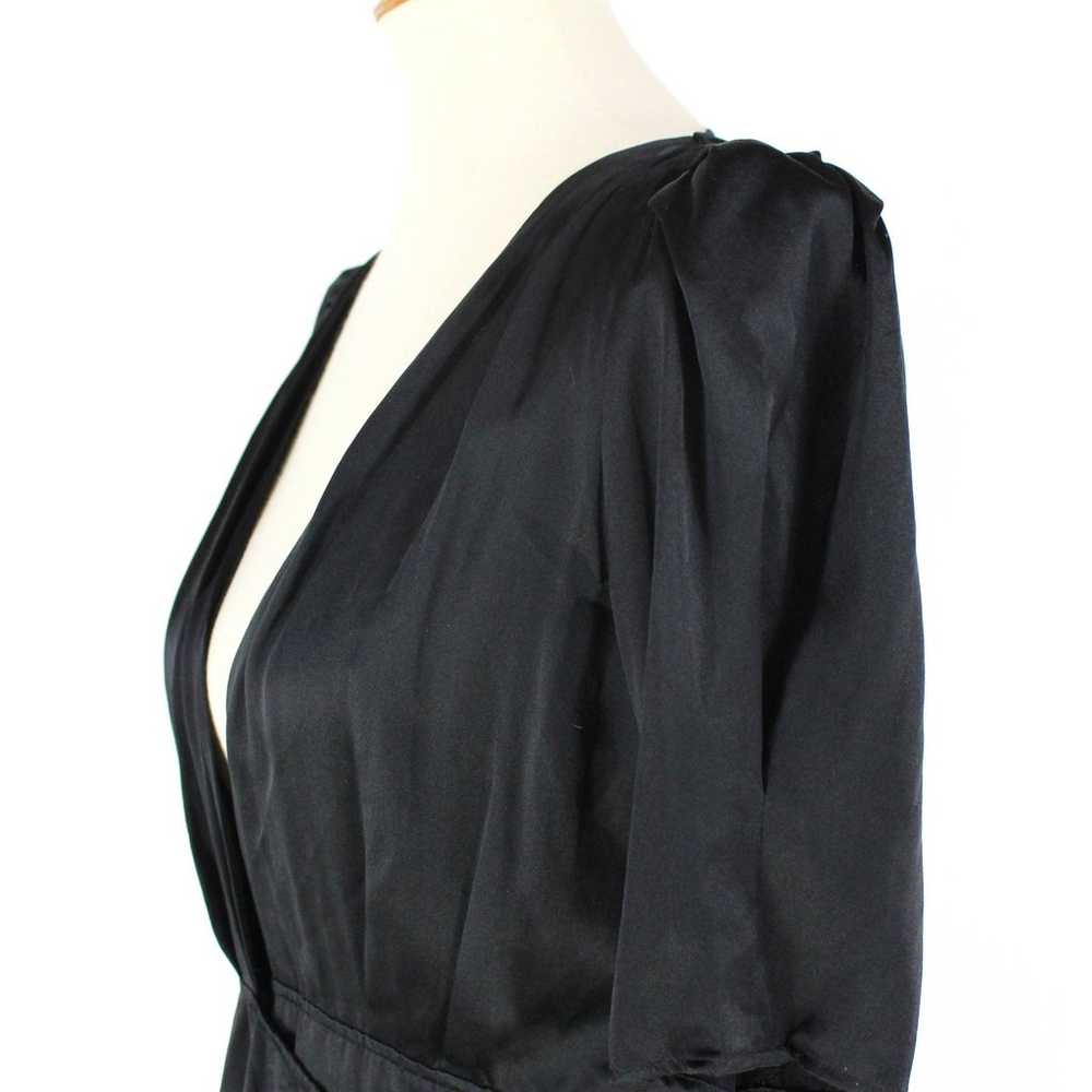 Reformation Luxe Silk Wrap Black Dress Pleated Sh… - image 4