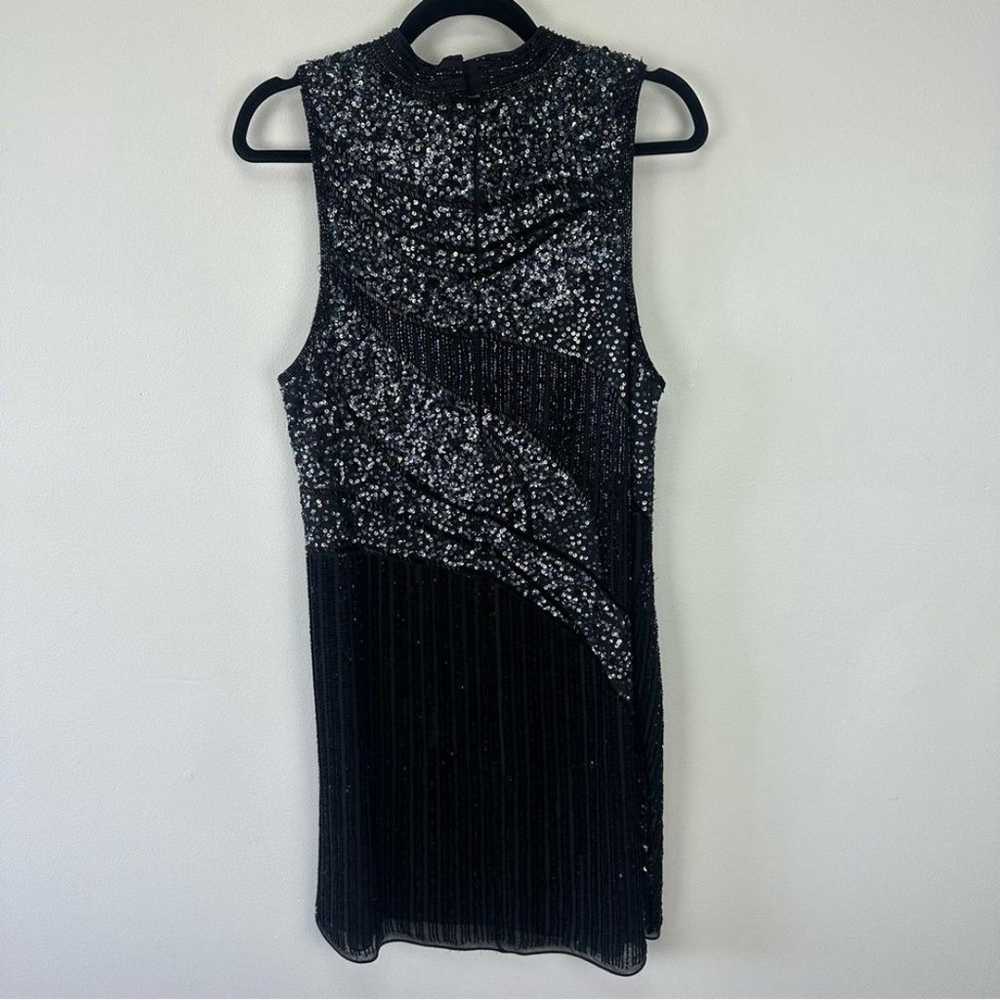 Parker Black Beaded Sequin Embellished Mock Neck … - image 2