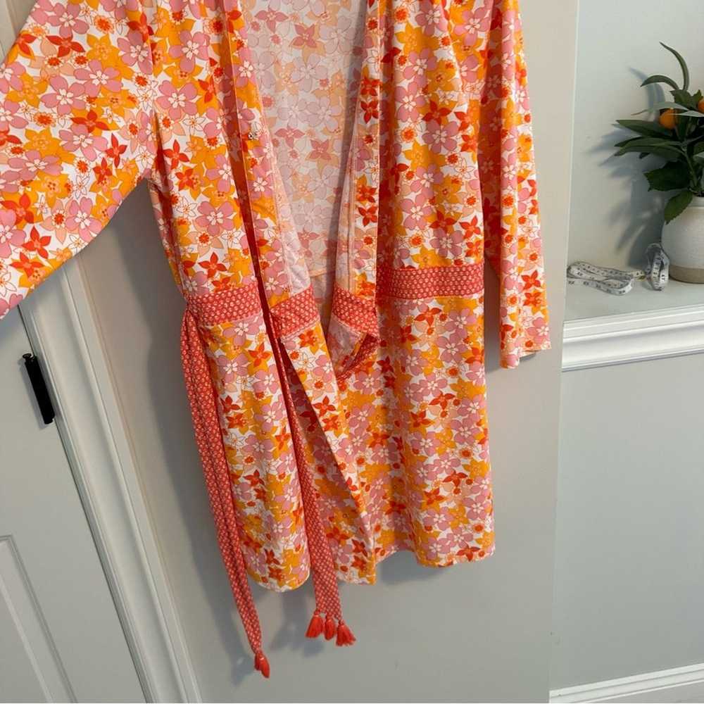 Cabana Life Orange Pink Floral UPF Romper Dress L… - image 12