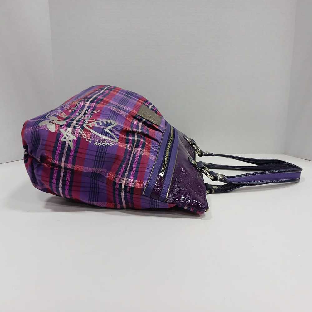 Authentic COACH Poppy Purple Tartan Glam Tote - image 4