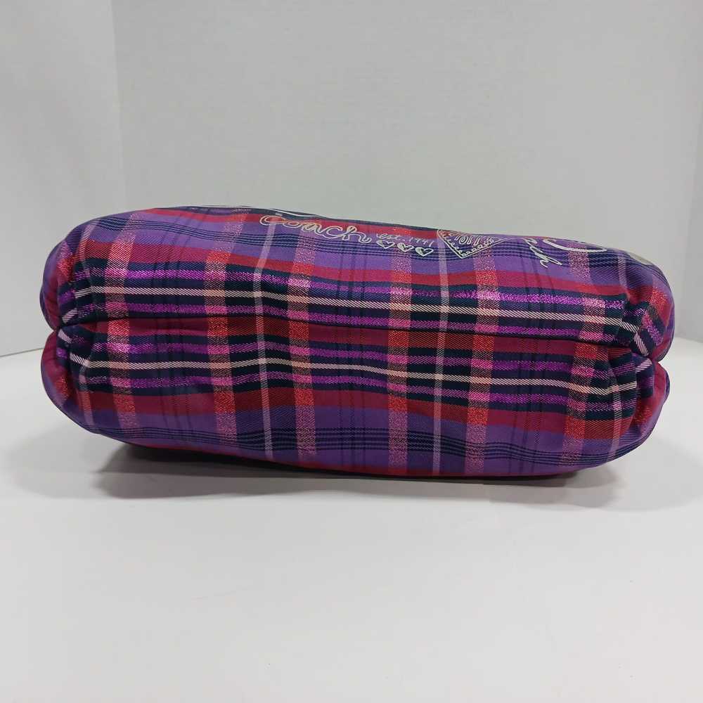 Authentic COACH Poppy Purple Tartan Glam Tote - image 5