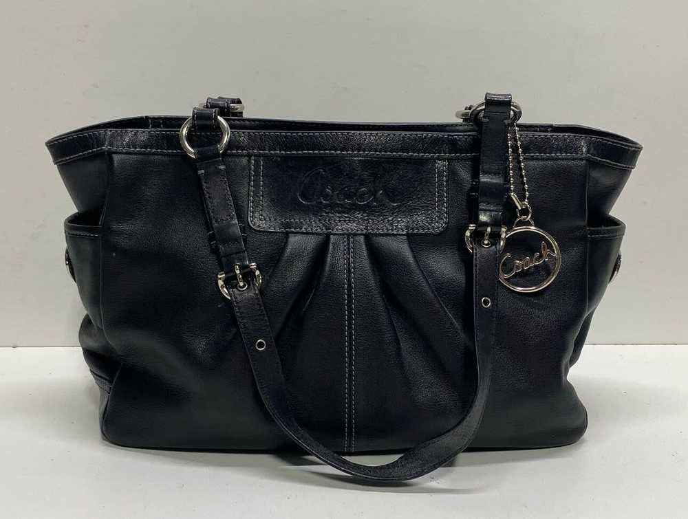 COACH F13759 Pleated Gallery Black Leather Tote B… - image 1