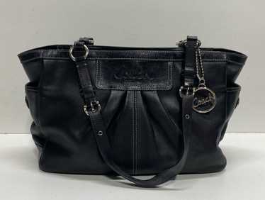 COACH F13759 Pleated Gallery Black Leather Tote B… - image 1