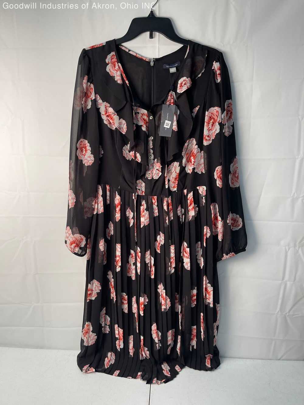 NWT Tommy Hilfiger Women's Black/Pink Floral A-Li… - image 1