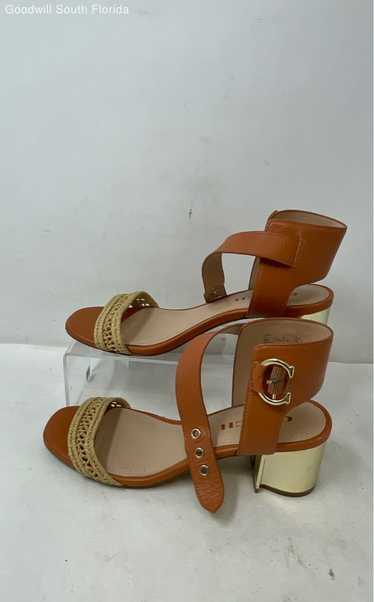 Coach Womens Marci C2974 Orange Beige Block Heel A