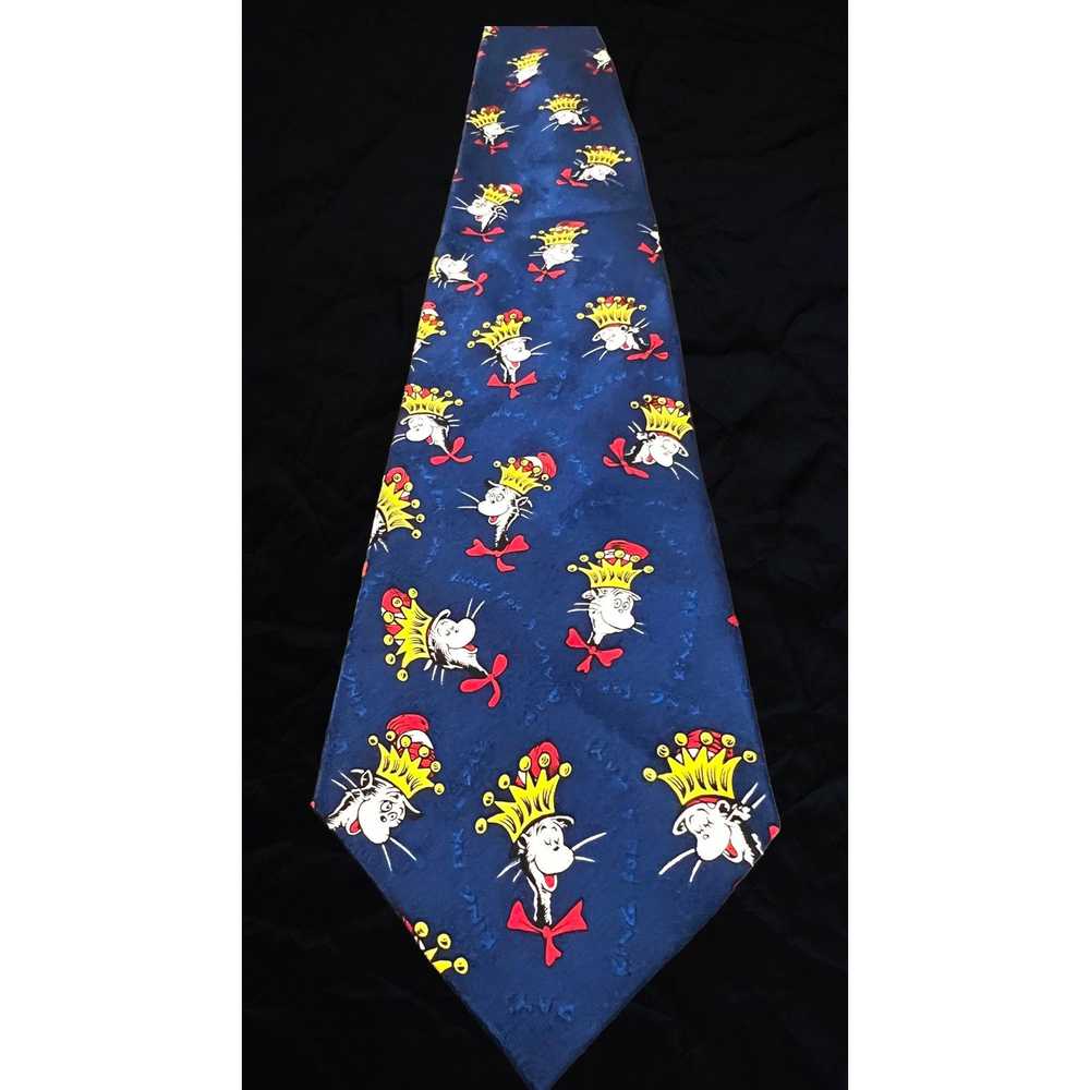 Vintage Dr Seuss Cat in the Hat Dark Blue Tie - 1… - image 1