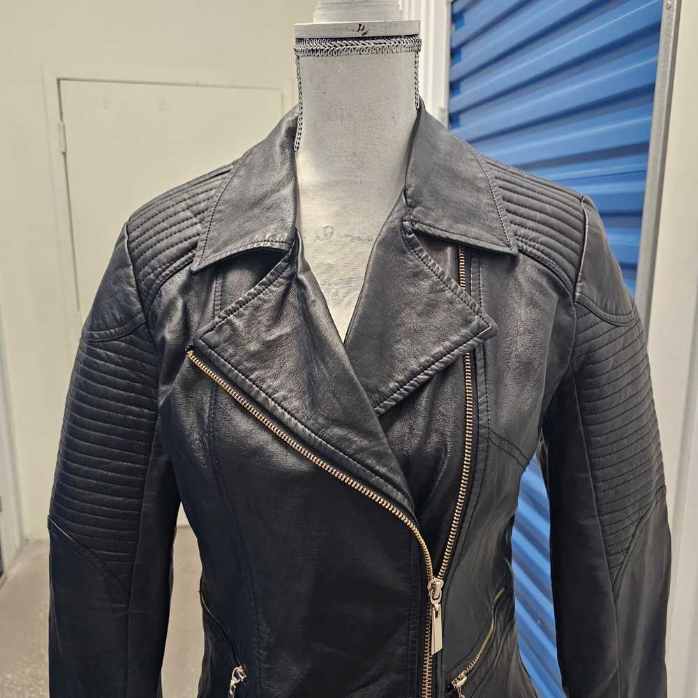 Apt. 9 Apt 9 black Faux Leather Motorcycle Jacket… - image 4