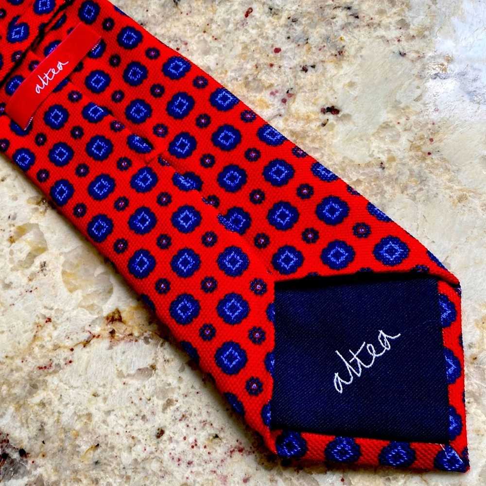 Altea Altea Red & Blue Foulard Wool & Silk Blend … - image 4