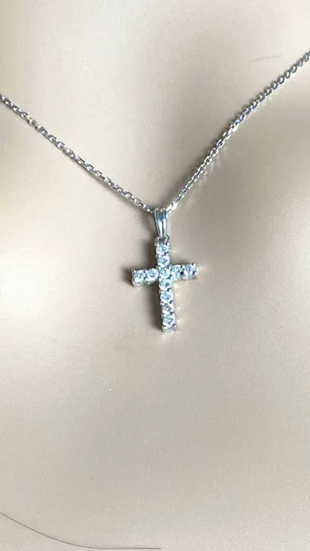 14k Gold Diamond Cross Pendant Necklace - image 2