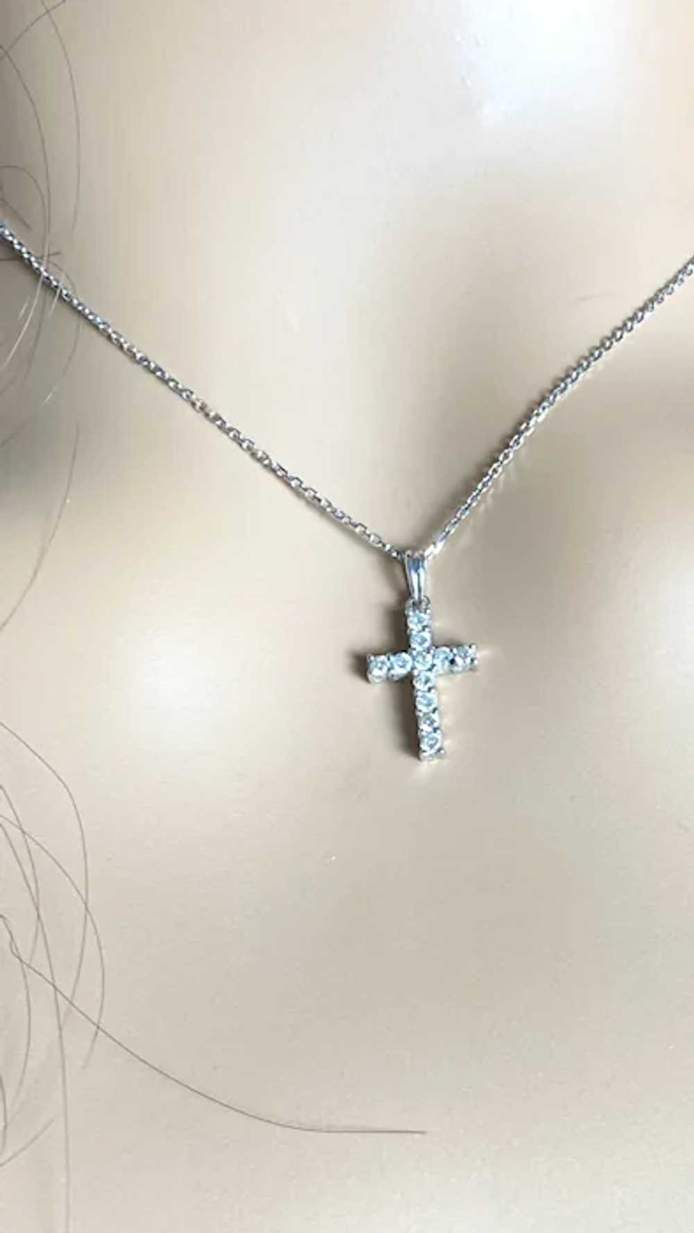 14k Gold Diamond Cross Pendant Necklace - image 3