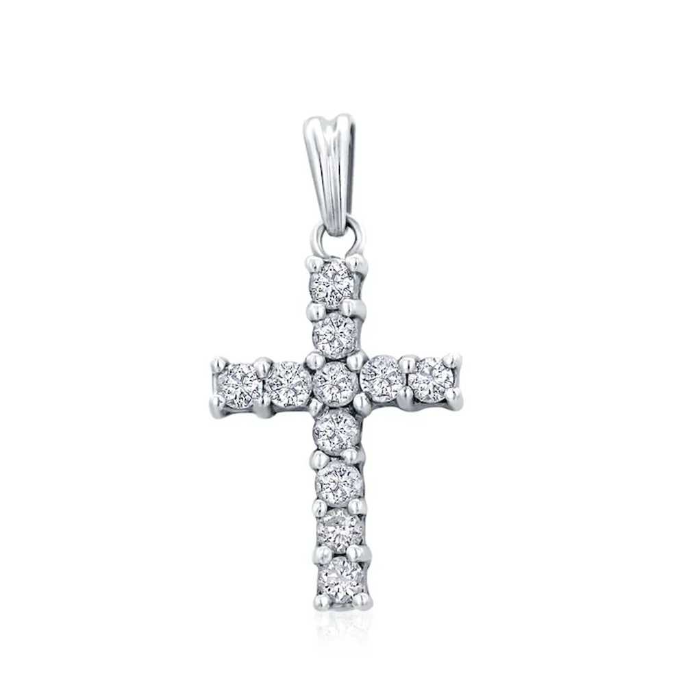 14k Gold Diamond Cross Pendant Necklace - image 4