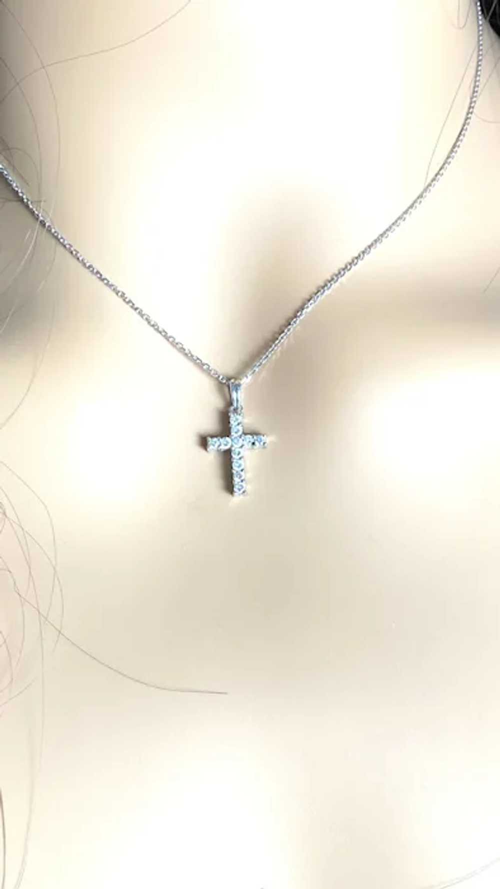 14k Gold Diamond Cross Pendant Necklace - image 5