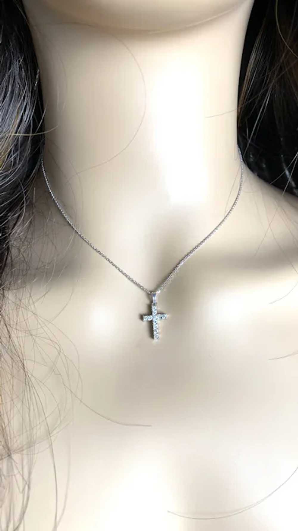 14k Gold Diamond Cross Pendant Necklace - image 7