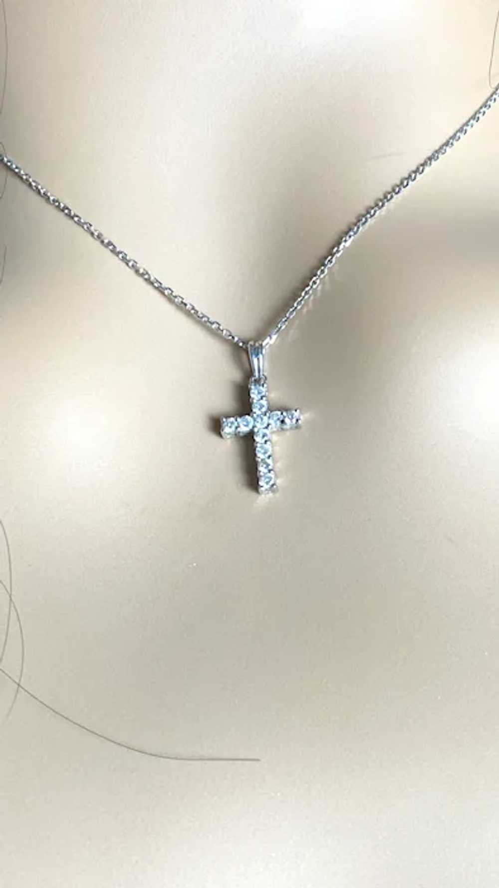 14k Gold Diamond Cross Pendant Necklace - image 8