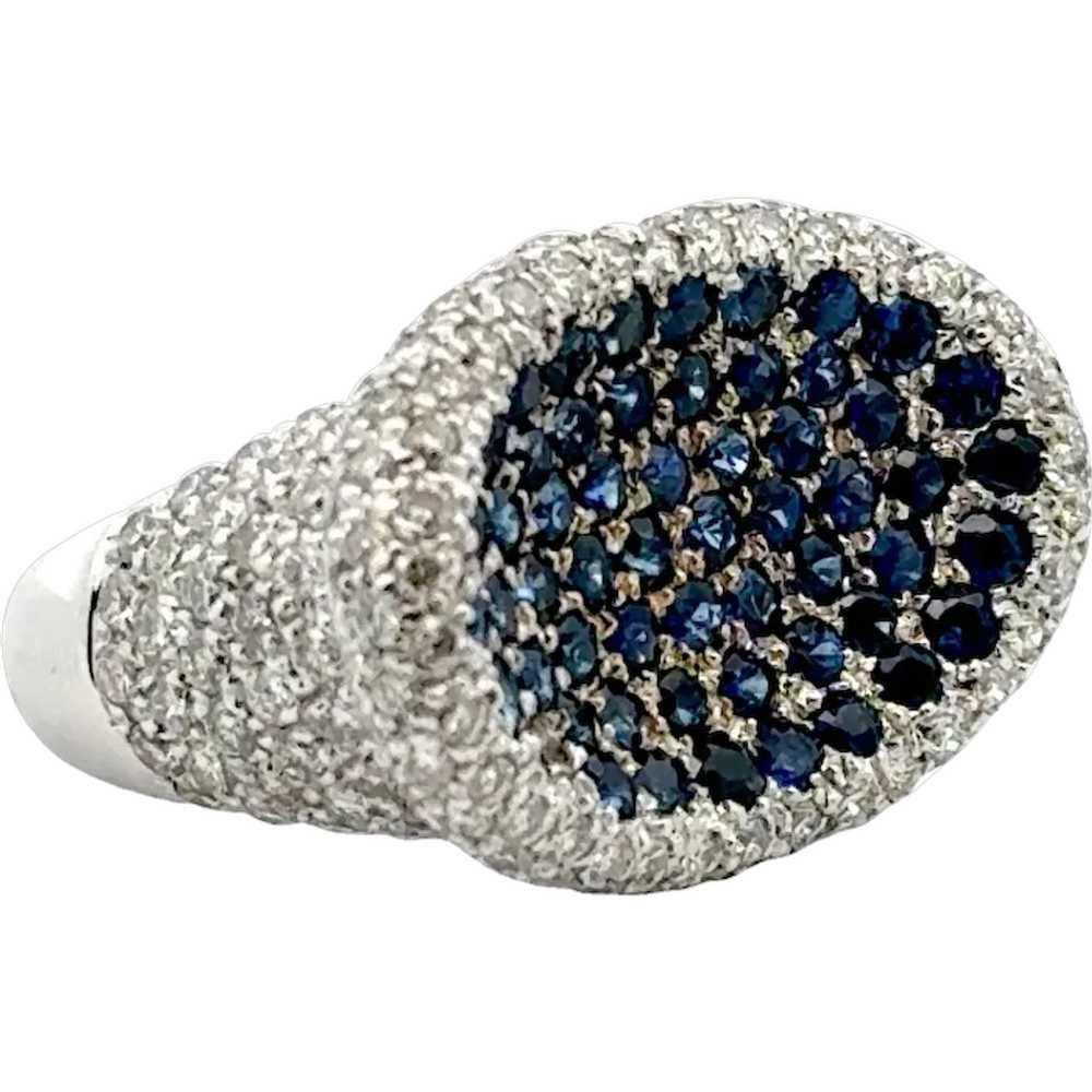 Modern Blue Sapphire Diamond 18 Karat White Gold … - image 1