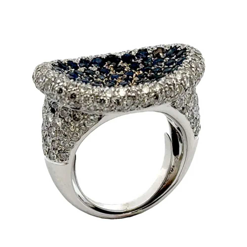 Modern Blue Sapphire Diamond 18 Karat White Gold … - image 3