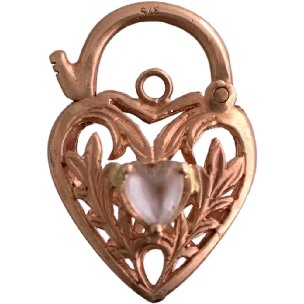 9K Rose Gold Lock Charm - image 1