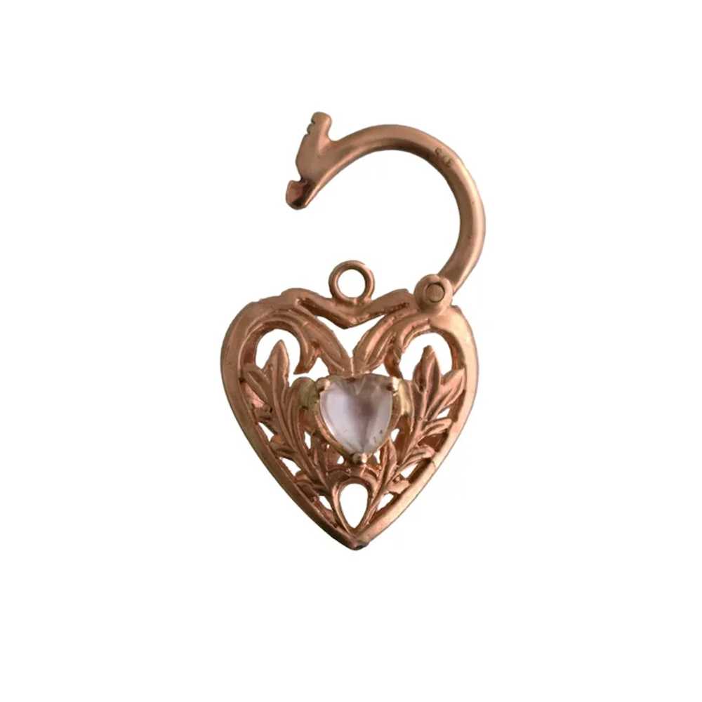 9K Rose Gold Lock Charm - image 2