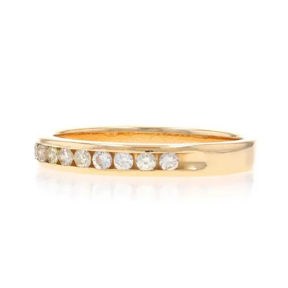 Yellow Gold Diamond Wedding Band - 14k Round Bril… - image 3