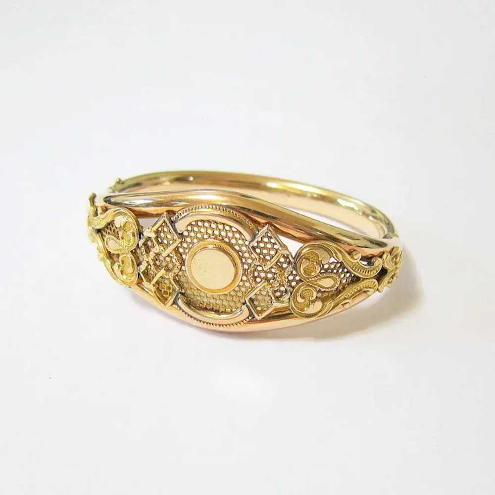 Antique Edwardian Rosy and Yellow Gold Bangle Bra… - image 10